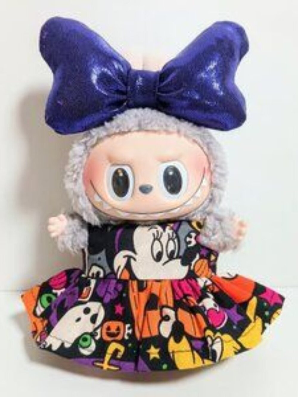Custom Labubu Halloween Minnie Mouse Ghost Dress with Oversized Bow Outfit